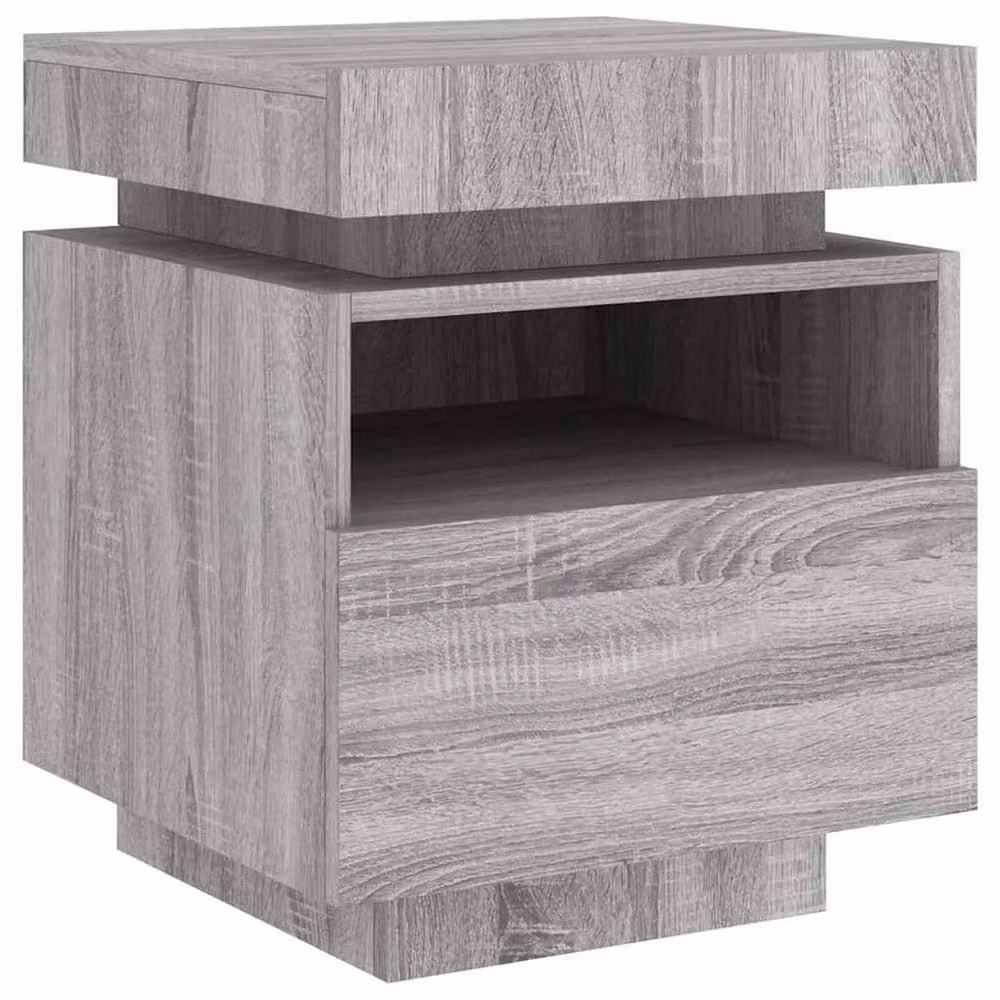Berkfield Home Set of 2 Grey Sonoma Decorative Bedside Cabinets with Integrated LED Lighting – 4