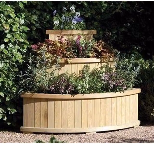 Cheshire Deluxe Cascade Planter in Light Oak Brown and Beige Wood