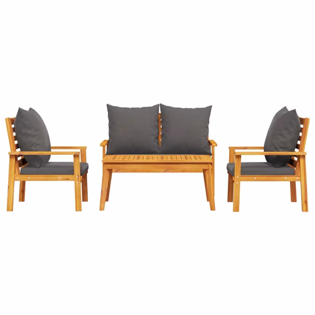 Berkfield Home 4 Piece Garden Lounge Set with Cushions in Brown Solid Acacia Wood – 2