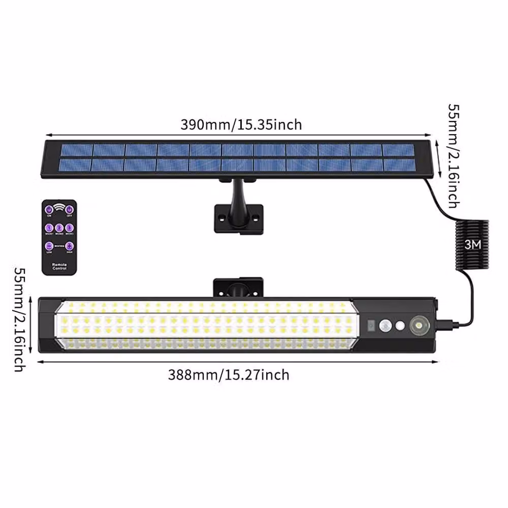 VOGREX Solar LED Wall Light with 180 LEDs and Motion Sensor in Black – 2
