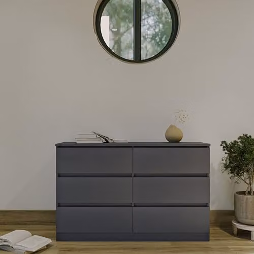 Seconique Malvern 6 Drawer Chest in Grey, W/D/H: 122 x 40 x 77 cm – 5