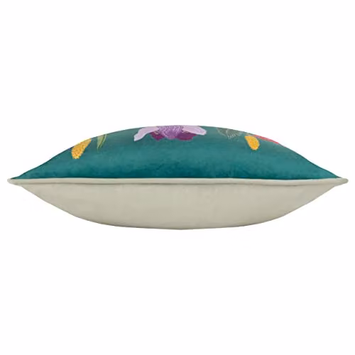 Riva Home House Of Bloom Celandine Floral Velvet Cushion, Petrol, W/D/H: 43 x 43 x 43 cm – 2