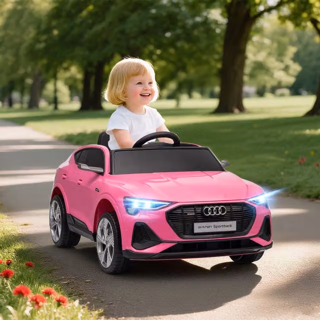 HOMCOM Audi 12V Electric Ride-On Car for Kids with Parental Remote, Lights and Music, Pink