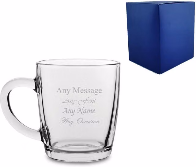Uniqueful Personalised Engraved Barrel Mug in Transparent Glass, 1000 ml