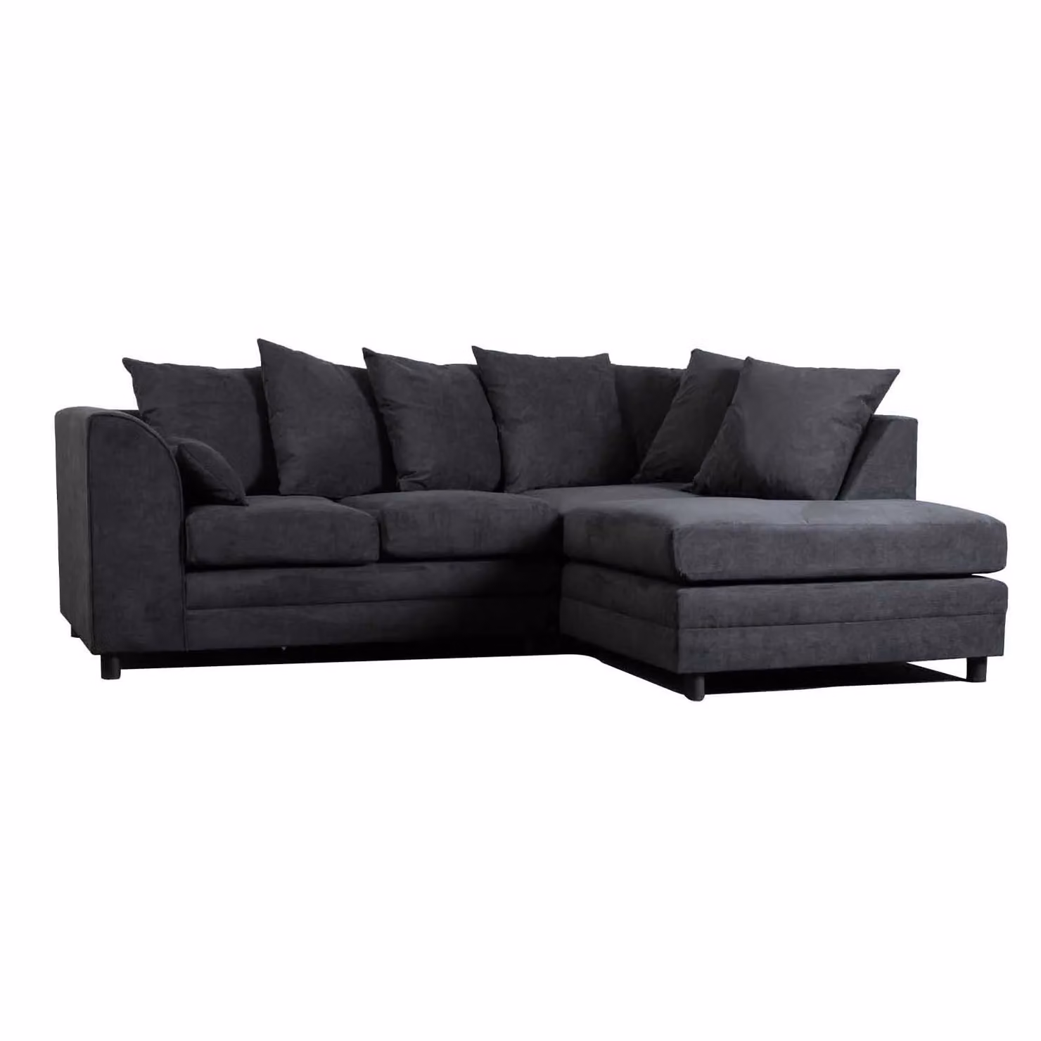 Furnishings For Less UK Casper Chenille 3 to 4 Seater L Shaped Corner Sofa, Right Hand Facing, Black – 2