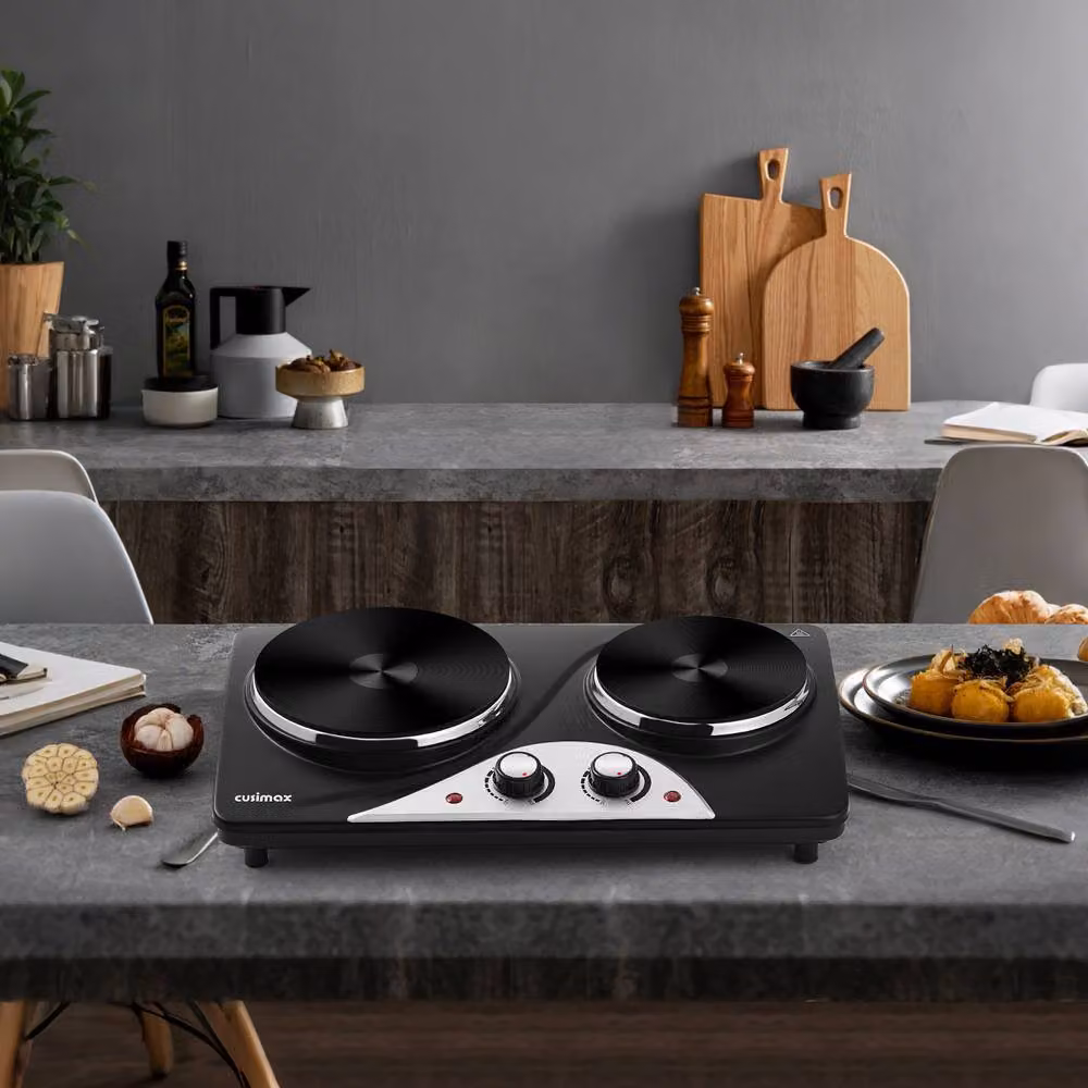 Cusimax Powerful Electric Double Hot Plate with Temperature Controls in Black – 7