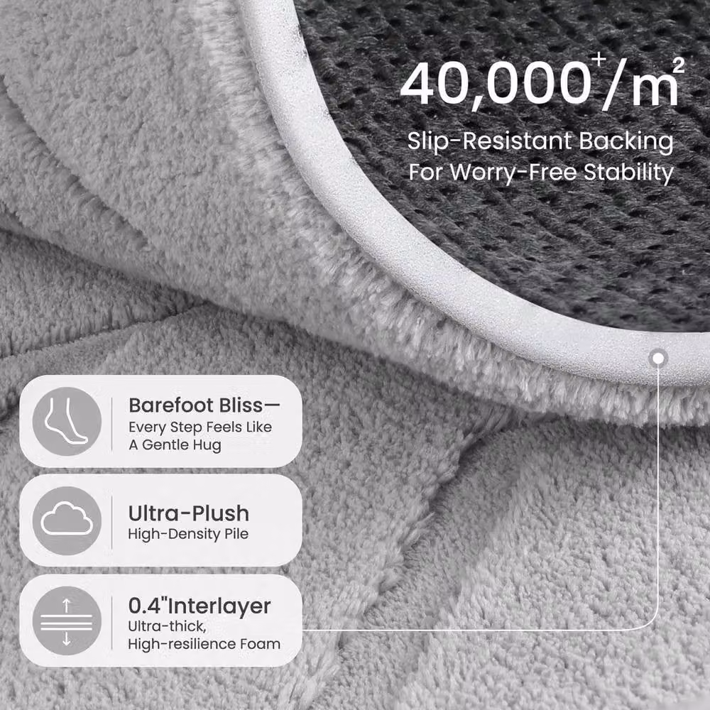 FORGEVIO Large Rectangular Modern Rug in Light Grey, Non-Slip Polypropylene and Polyester – 2