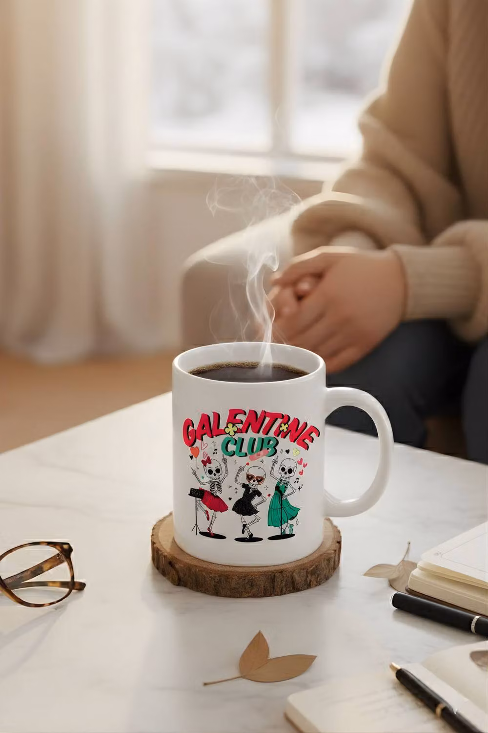 Dyzi Galentine Club Printed Ceramic Mug in White – 4