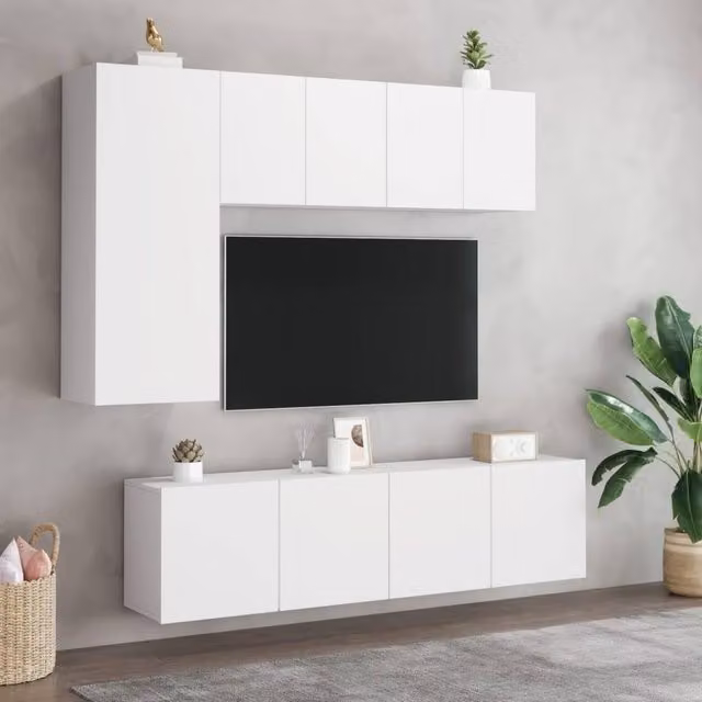 Berkfield Home Wall-mounted TV Cabinets, 2 Piece Set, White, W/D/H: 60 x 30 x 41 cm