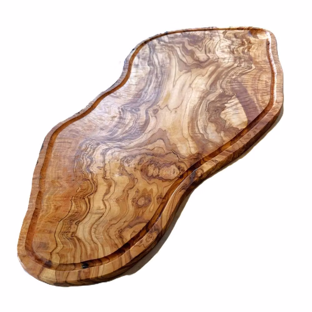 Verano Spanish Ceramics Brown Olive Wood Large Serving Board for Meat, Bread and Antipasti, Length: 65 cm – 2
