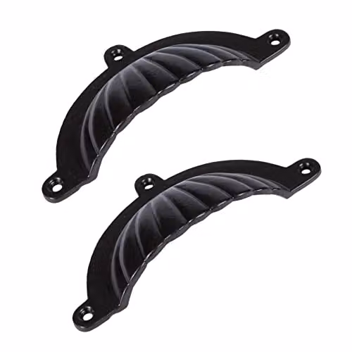 Hammer and Tongs Matt Black Iron Fluted Cabinet Drawer Pull, Pack of 2 – 1