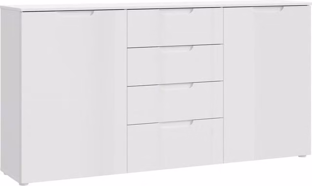 Furniture To Go Sienna Glossy White Modern Chest of 4 Drawers and 2 Doors – 1