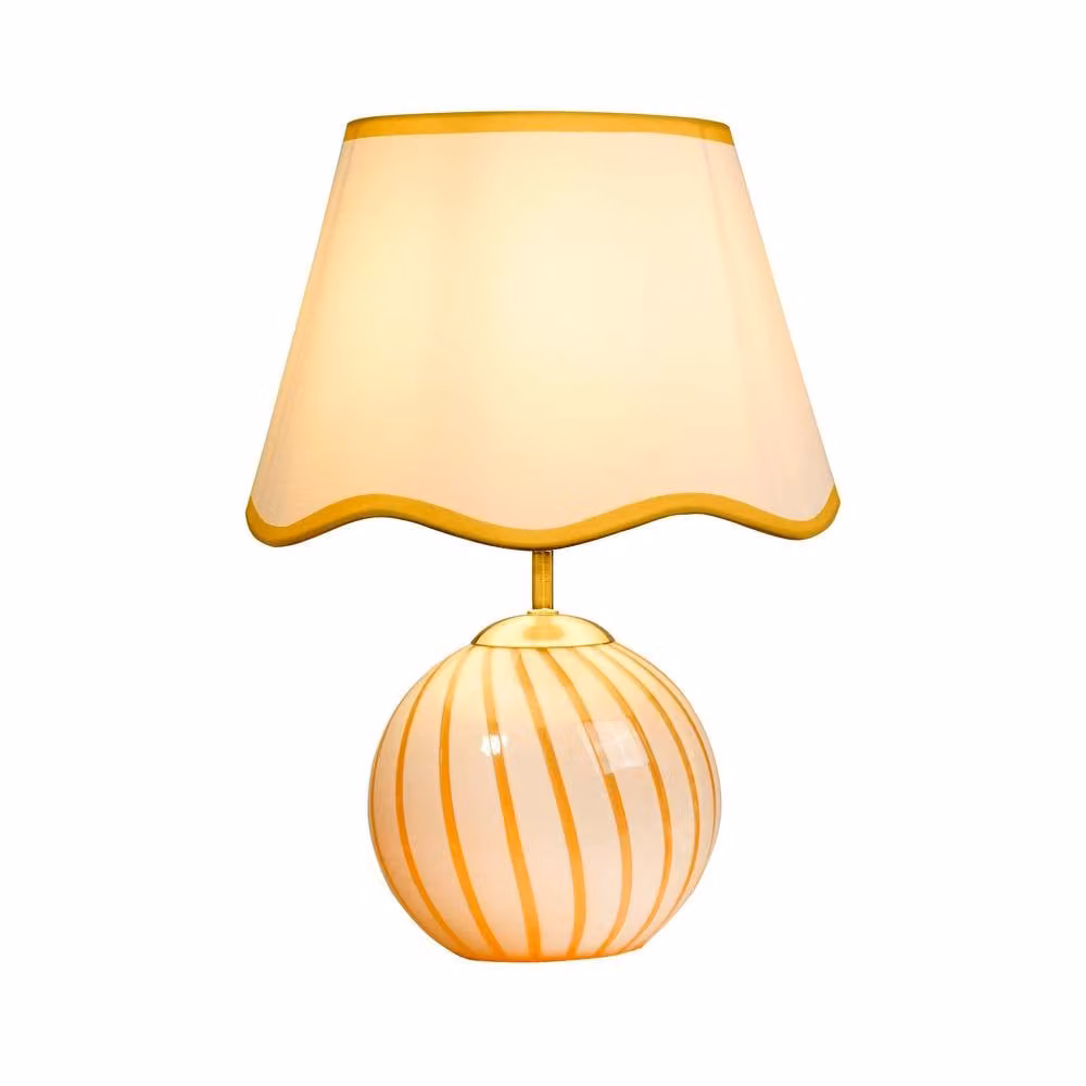 Lighting Collection Galway Yellow Striped Glass Table Lamp in Bronze – 2