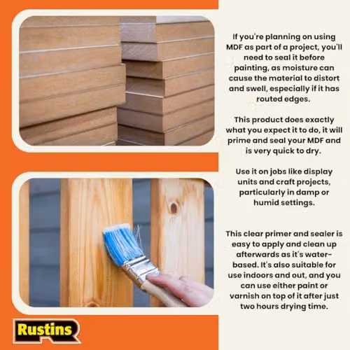 Rustins Quick Drying Water Based MDF Sealer, Clear, 500ml – 3