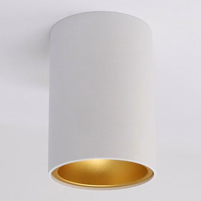 CGC Sandra White Cylinder Ceiling Spotlight with Gold Inner Reflector