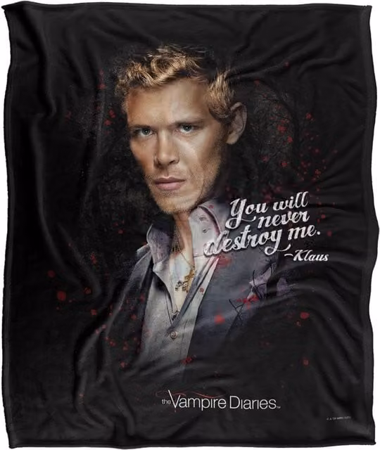 Warner Brothers The Vampire Diaries Never Destroy Silky Touch Super Soft Throw Blanket, White, W x D: 152.4 x 127.0 cm – 1