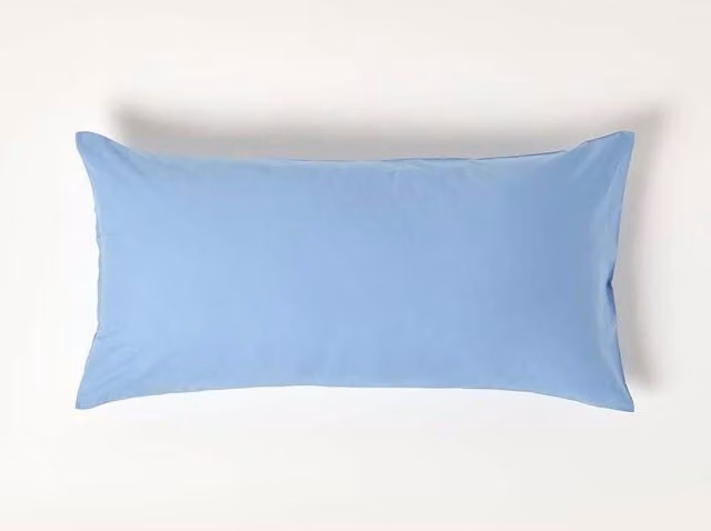 Homescapes Blue Egyptian Cotton Percale Euro Pillowcase with Zip, W/H: 40 x 80 cm