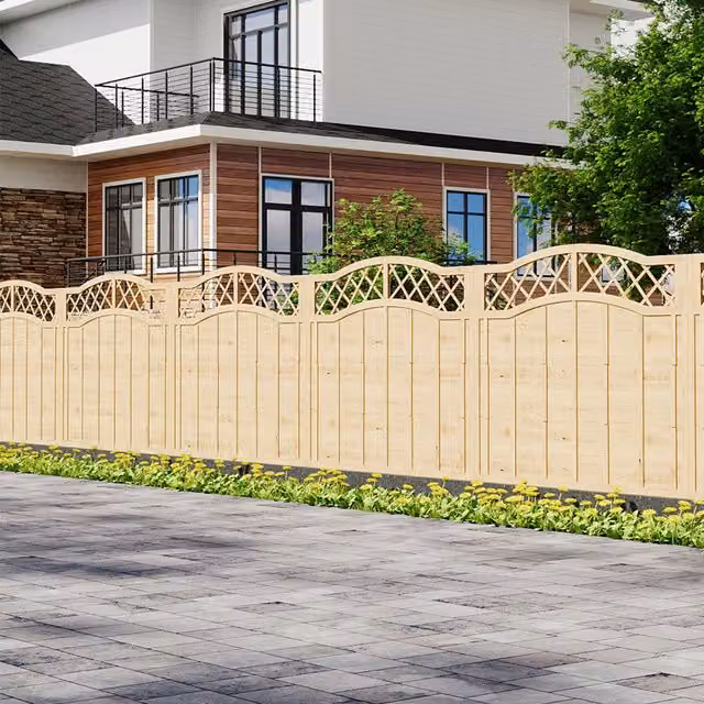 Garden Sanctuary Uncoated Woven Wooden Garden Privacy Fence with Decorative Lattice Top, Height: 150 cm