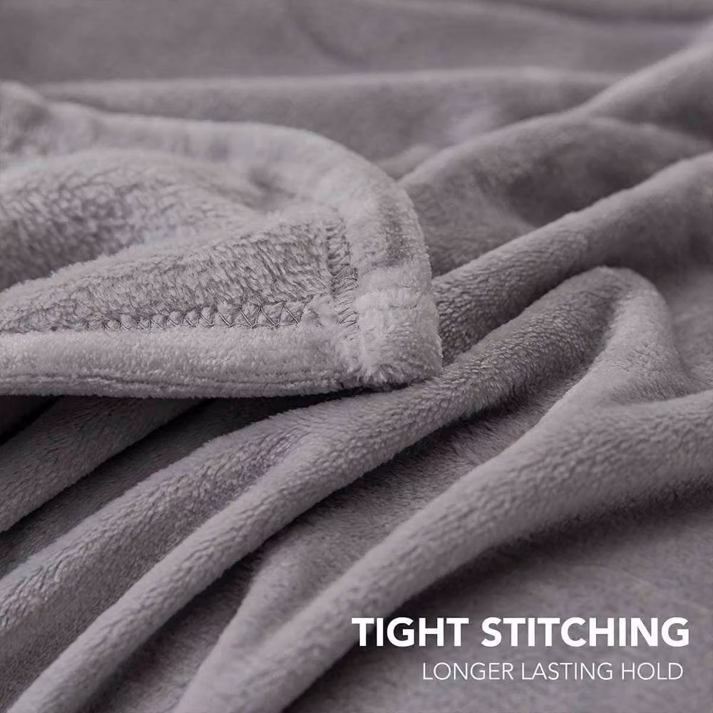 Keplin Silver Grey Flannel Fleece Microfibre Throw Blanket, W: 150 cm, L: 200 cm – 2