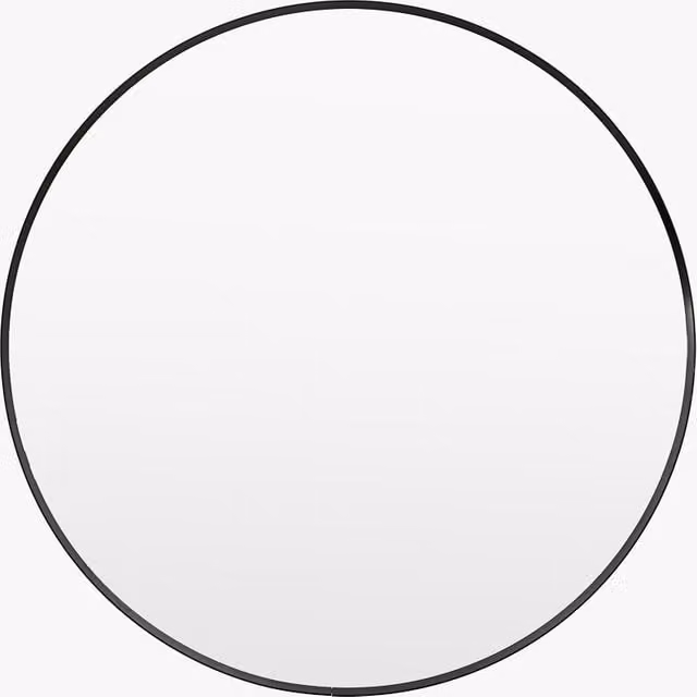 Perch & Parrow Minimalist Round Wall Mirror in Black, W/D/H: 80 x 80 x 1 cm