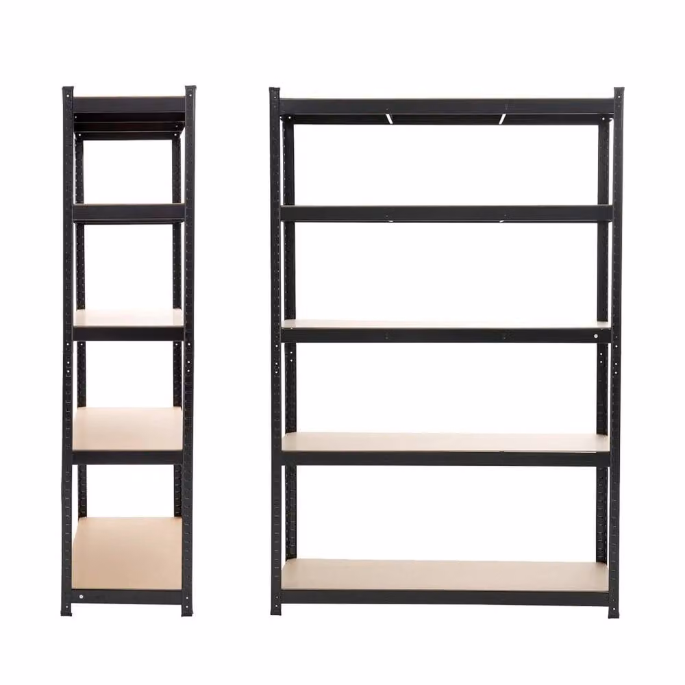Kelvenix Black Metal and MDF Freestanding Shelving Unit with Adjustable Shelves, H x W x D: 180 x 120 x 45 cm – 5
