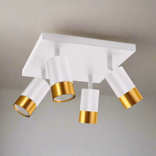 CGC Lighting PUZON Adjustable Four Head GU10 Ceiling Spotlight Bar Light in White