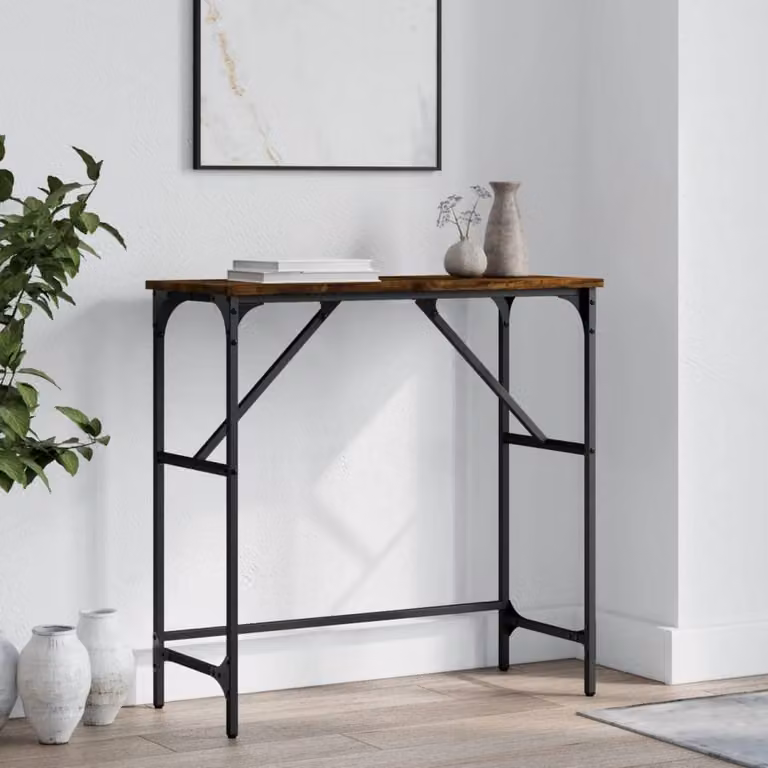 Berkfield Home Decorative Console Table in Smoked Oak Brown, W/D/H: 75 x 32 x 75 cm