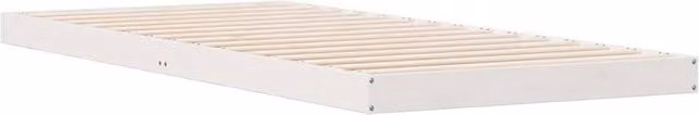 Berkfield Home Floor Bed Frame in White Solid Pine Wood, W: 90 cm, D: 220 cm