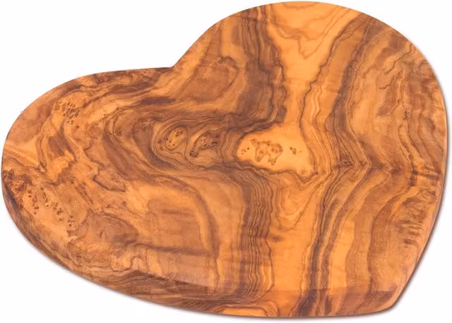 Verano Spanish Ceramics Handmade Heart Shaped Olive Wood Serving Board, Natural Brown, Width: 18 cm – 1