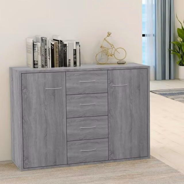 Berkfield Home Grey Sonoma Sideboard in Engineered Wood W/D/H: 88 x 30 x 65 cm – 1