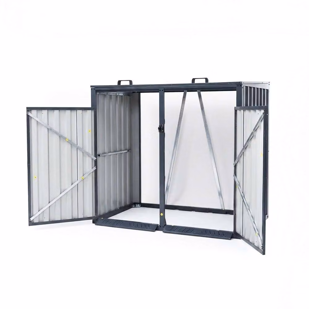 Nicoman Outdoor Metal Double Wheelie Bin Storage Shed in Anthracite Grey – 3