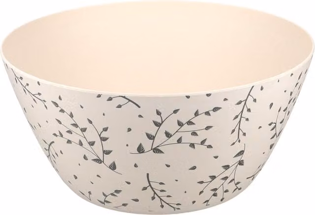 Natural Elements Floral Plastic Salad Bowl in White, 25 cm