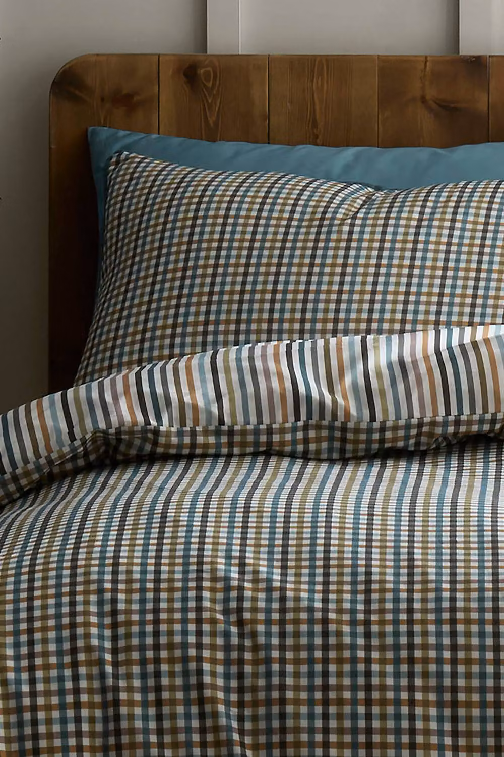 Appletree Micro Check 100% Cotton Reversible Duvet Cover Set in Green, W/D/H: 200 x 200 cm – 2