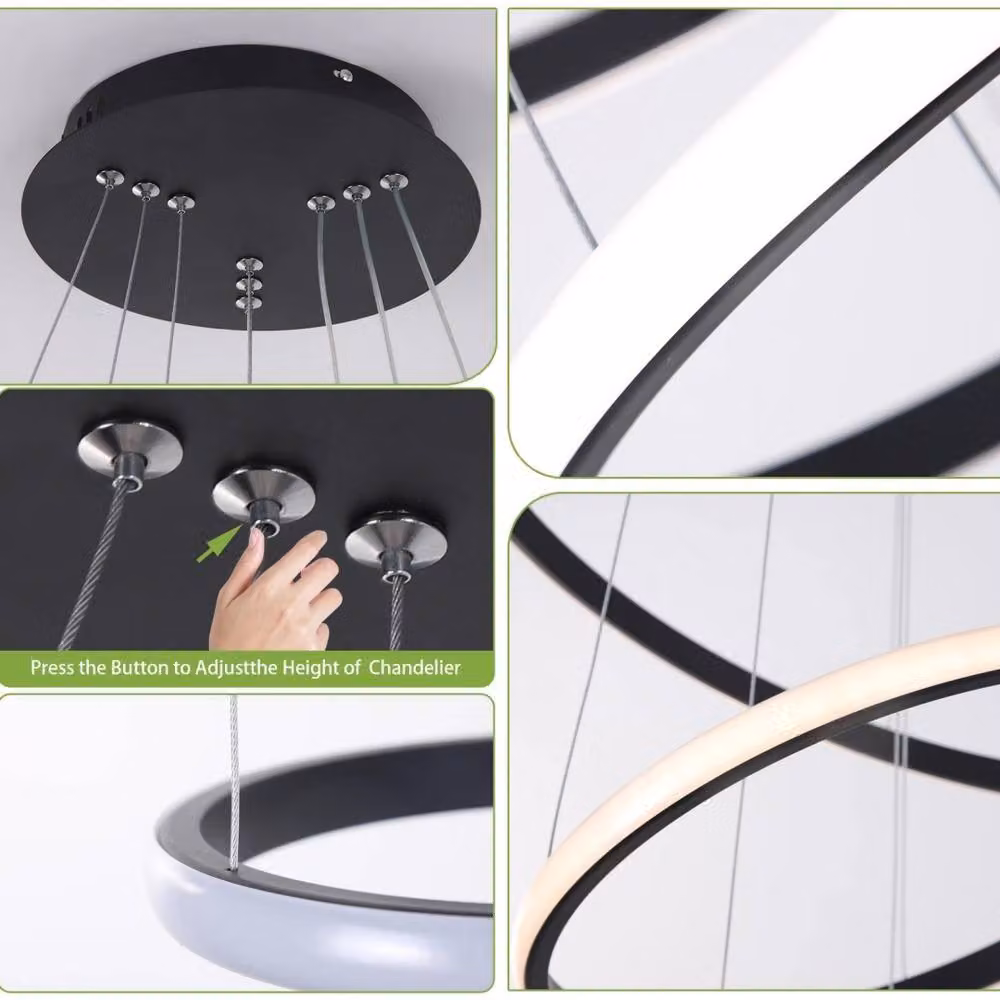 Kelvenix Modern Dimmable LED Ring Pendant Light in Black – 4