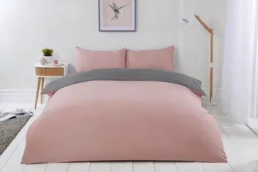 New Edge Blinds Reversible Pink Microfibre Duvet Cover, W: 140 cm, H: 200 cm