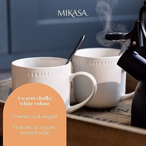 Mikasa Cranborne Stoneware Mug Set of 4, 320ml, Cream – 3