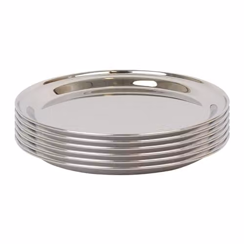 Argon Tableware Stainless Steel Serving Platters, Silver, Set of 6, Diameter: 30 cm