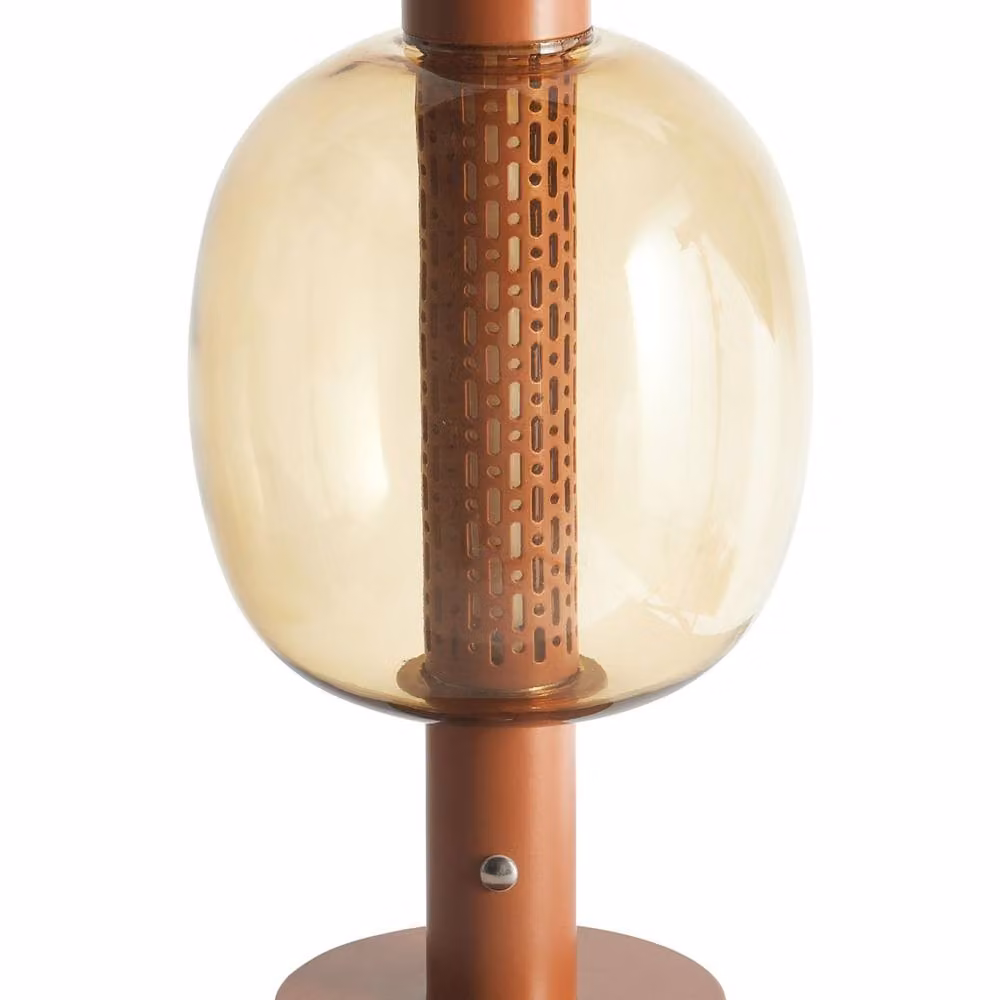 Wyld and Coco Nexa Cordless Dimmable LED Table Lamp in Brown Aluminium with Transparent Glass Oval Shade – 2