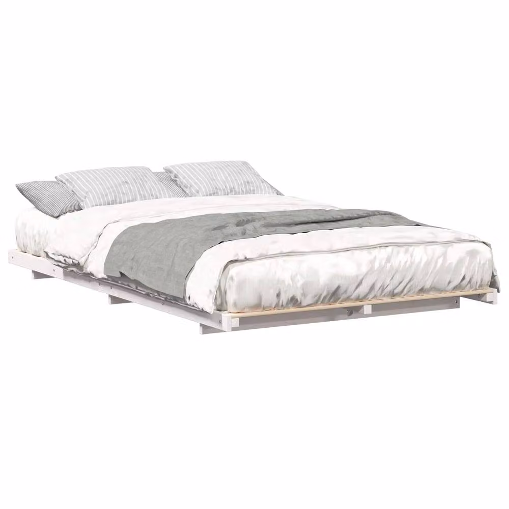 Berkfield Home White Solid Pine Wood Bed Frame W/D/H: 120 x 190 cm – 2