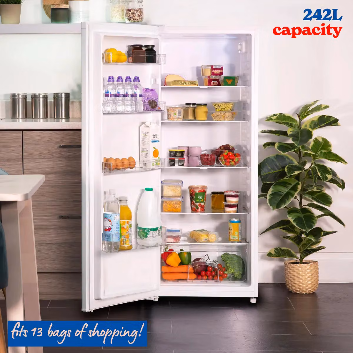 Russell Hobbs White Freestanding Larder Fridge with 242L Capacity, Height: 143 cm – 4