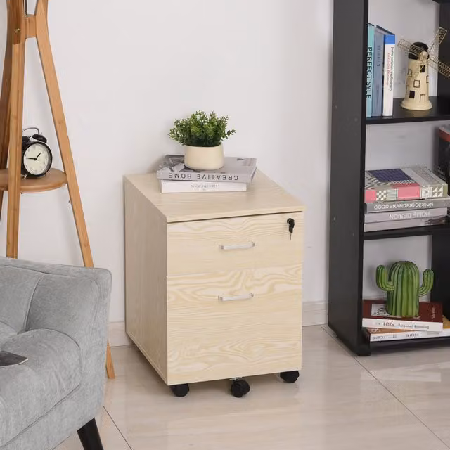 Vinsetto 2 Drawer Locking Office Filing Cabinet in Oak