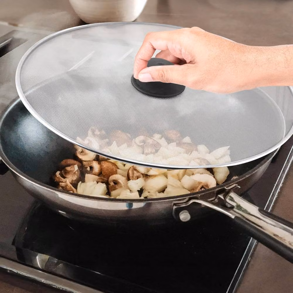 BARGAINS-GALORE Silver Metal Mesh Splatter Cover Lid for Frying Pans, Diameter: 29 cm – 2