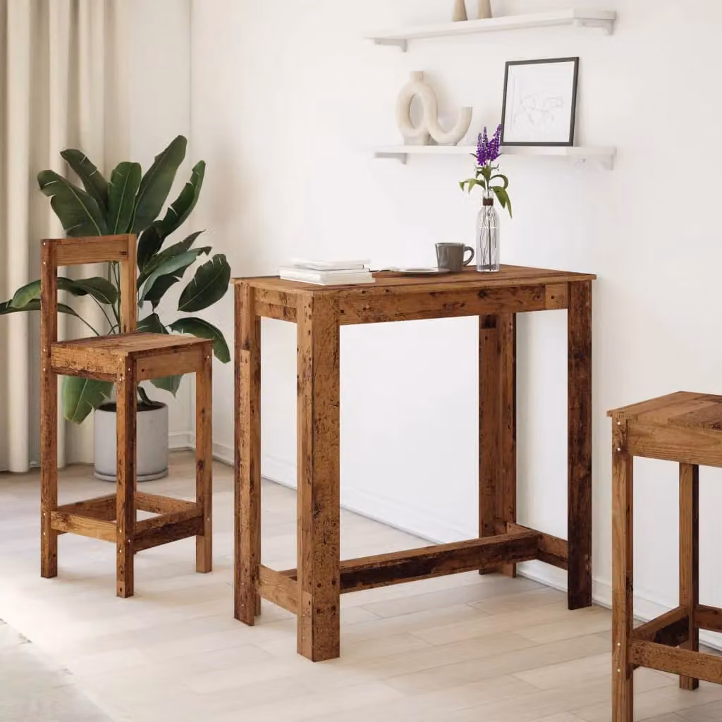 Berkfield Home Bar Table in Brown Old Wood, W/D/H: 102 x 50 x 103.5 cm – 3