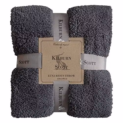 Gallery Direct Fluffy Fleece Throw in Grey W/D/H: 130 x 180 cm – 1