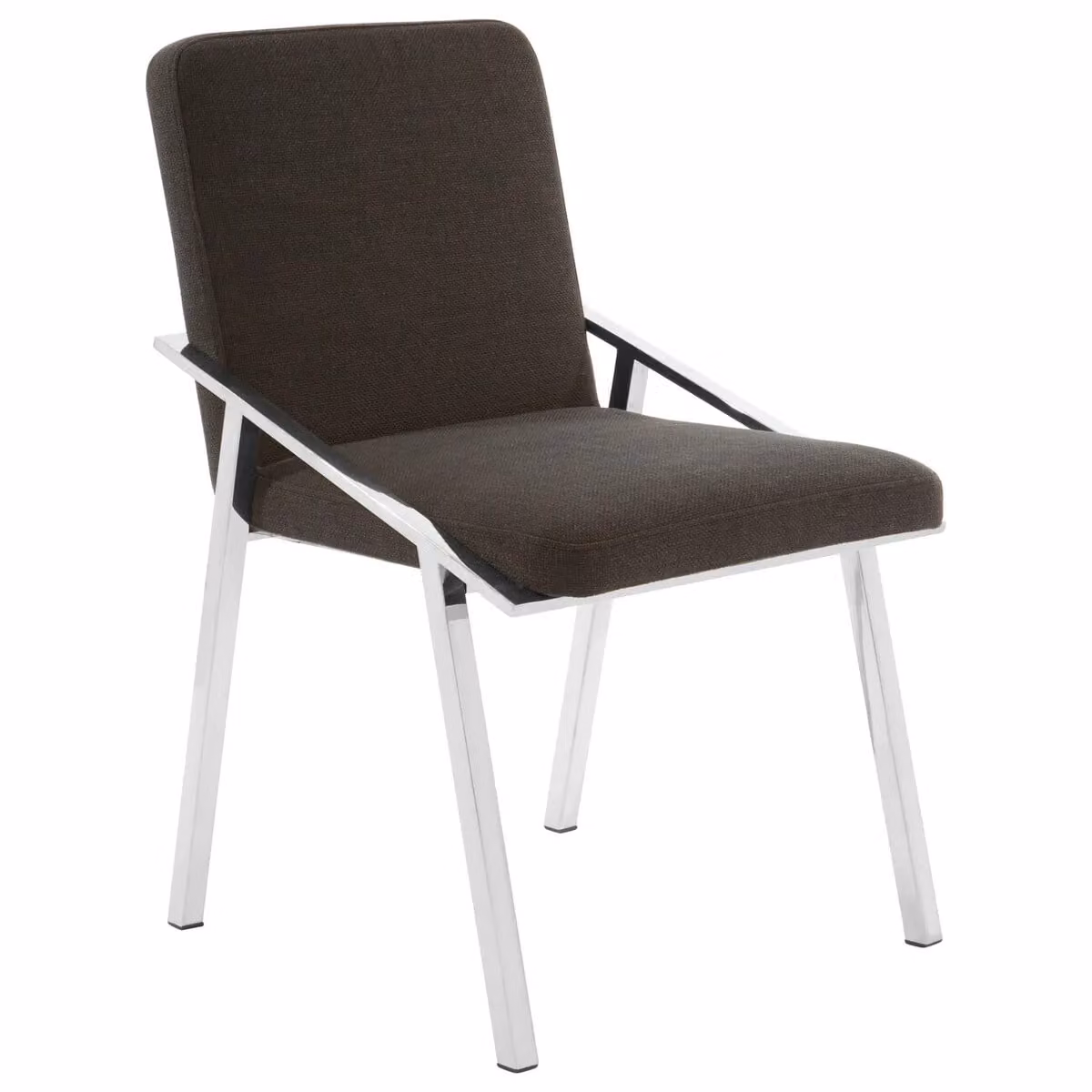 Fifty Five South Orsina Black Fabric Upholstered Armchair with Silver Metal and Wood Legs – 3