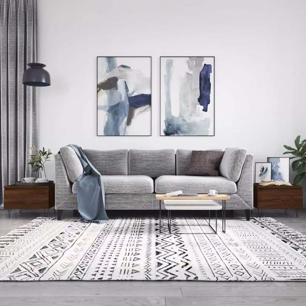 Berkfield Home Modern Nested Coffee Tables, 2 Piece Set, Brown Oak, W/D/H: 50 x 46 x 35 cm – 2