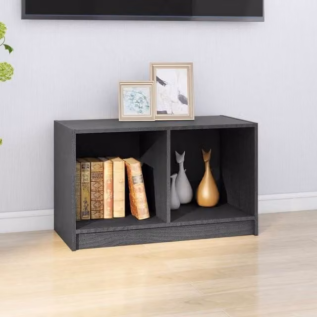 Berkfield Home Grey Solid Pinewood TV Cabinet W/D/H: 70 x 33 x 42 cm – 1