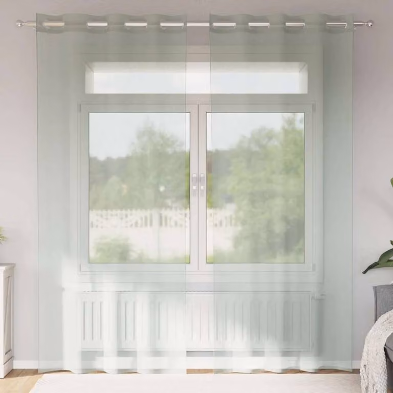 Berkfield Home Voile Fabric Panel Curtains with Eyelets, Light Grey, 2 Pack, W: 140 cm, H: 245 cm