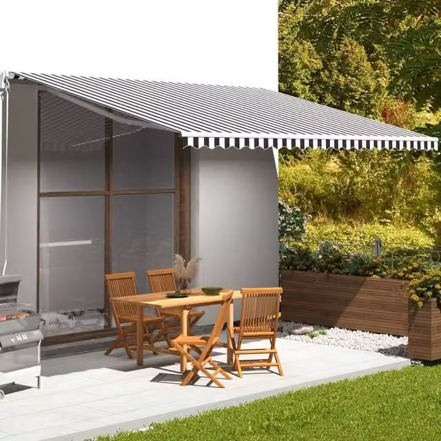 Berkfield Home Replacement Awning Fabric in Black, Anthracite and White, Polyester, 5 x 3.5 m