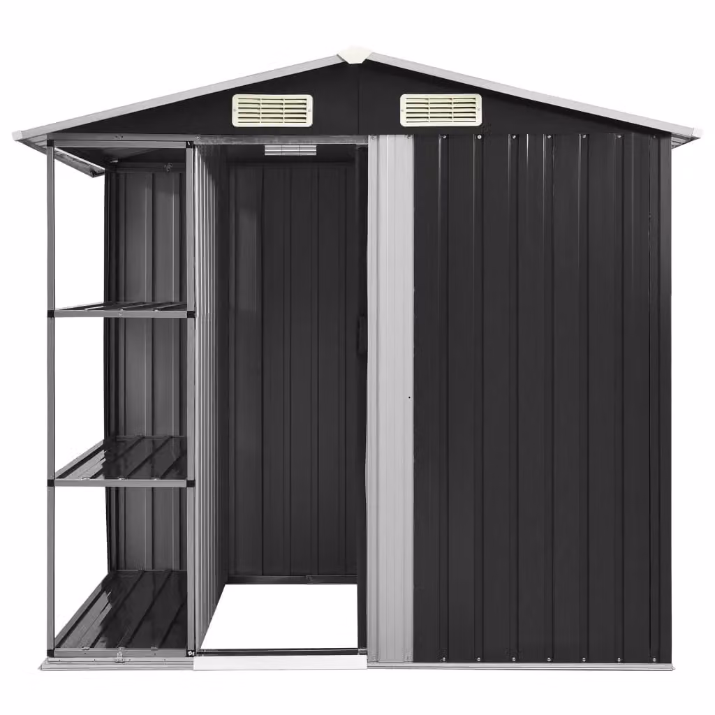 Berkfield Home Garden Shed with Shelving in Anthracite Grey, W/D/H: 205 x 130 x 183 cm – 2